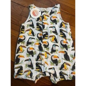 Tullabee Unisex Baby Toucan Birds Romper One Piece Sleeveless 3-6M NWT AOP